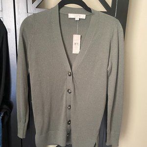 NWT LOFT V-Neck Cardigan XXSP Olive Green